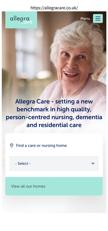 Mockup of Allegra Care website