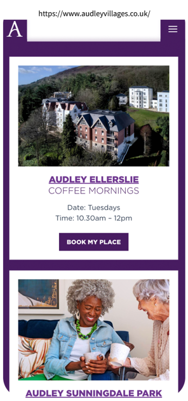 Mockup of Audley villages website