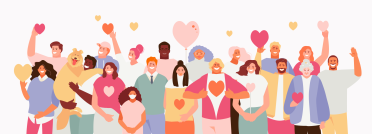 People holding hearts