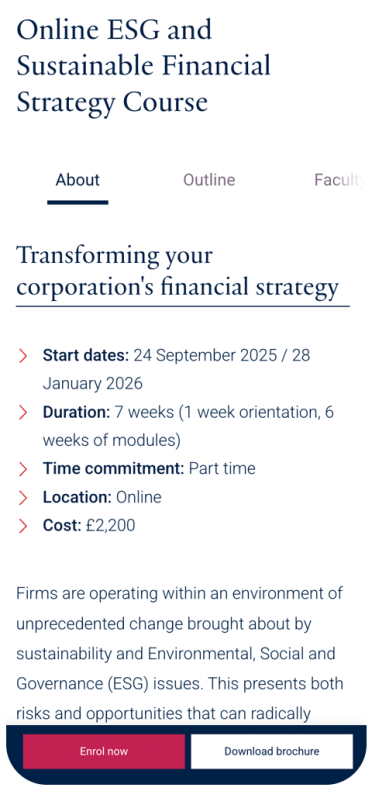 Mobile view of Oxford Saïd Business School’s ESG and Sustainable Financial Strategy course
