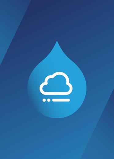 Acquia logo in white on a dark gradient background