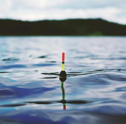 A fishing bait floating on the water