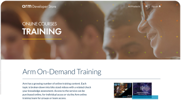 Mockup of ARM training website