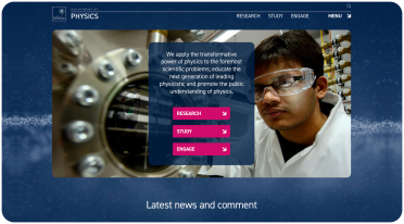 Mockup of Oxford University Physics department mainpage