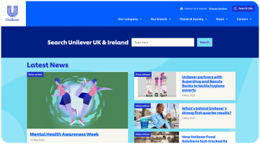 Mockup of Unilever website