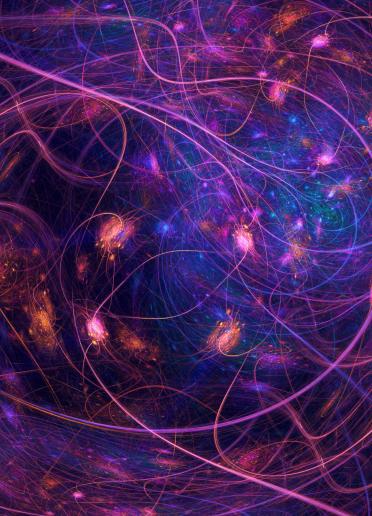 Abstract fractal art background of connected networks