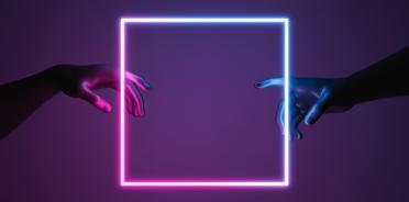 Adam's creation style hands with a neon frame