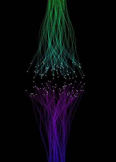 Connecting - blue - green communication fibers