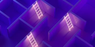 Labyrinth with Neon Lighting Staircase