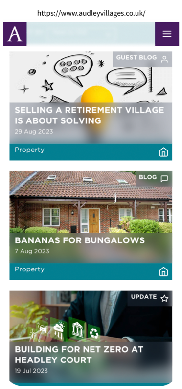 Mockup of Audley villages website