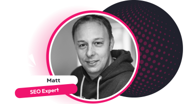Matt SEO Expert portrait A black-and-white portrait of Matt, the SEO expert, wearing a hoodie and smiling warmly