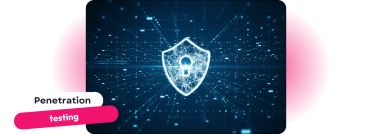 Penetration Testing for Cybersecurity Protection Digital illustration of a shield with a padlock, symbolising cybersecurity and penetration testing