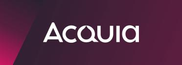 Acquia logo in white on a dark gradient background